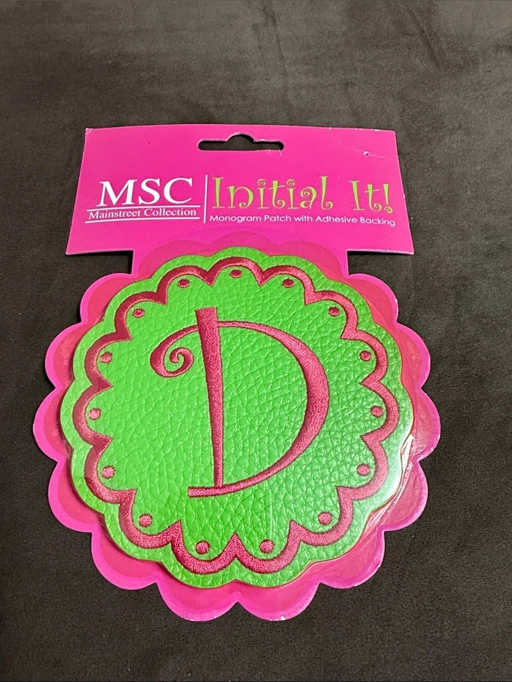 Letter D MSC Initial It! Monogram 5 inch Patch Green & Pink Monogram Patch NWT